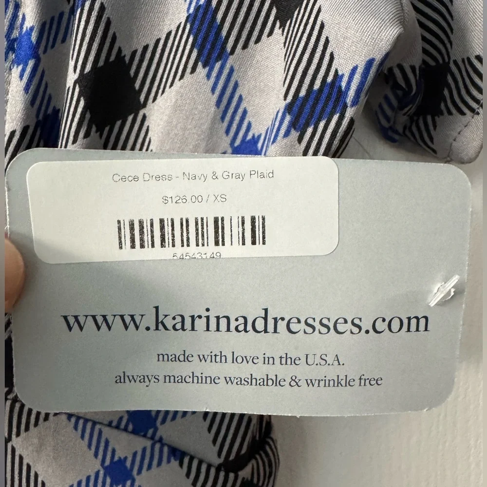 Karina Cece Dress - Navy & Gray Plaid with Pockets - Picture 7 of 14